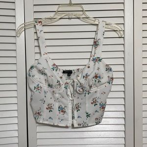 Kendall & Kylie White Floral Tank Top